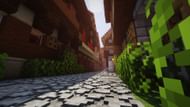 A Minecraft settlement rendered in Classic 3D (Image via Falcon's Rock/CurseForge)
